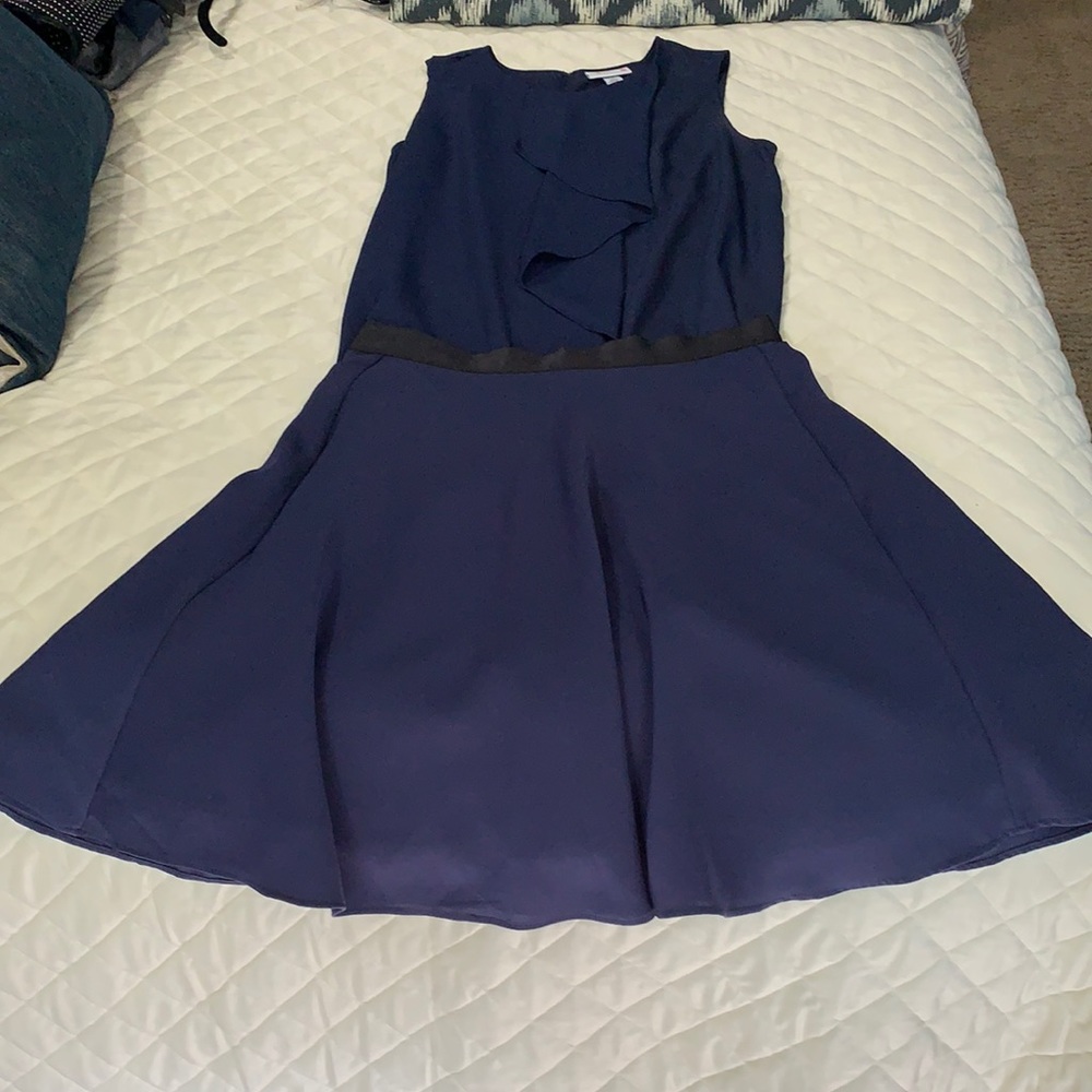 Two piece navy top and skirt